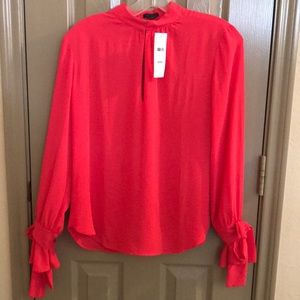 NWT Ann Taylor Red Long-Sleeve Blouse